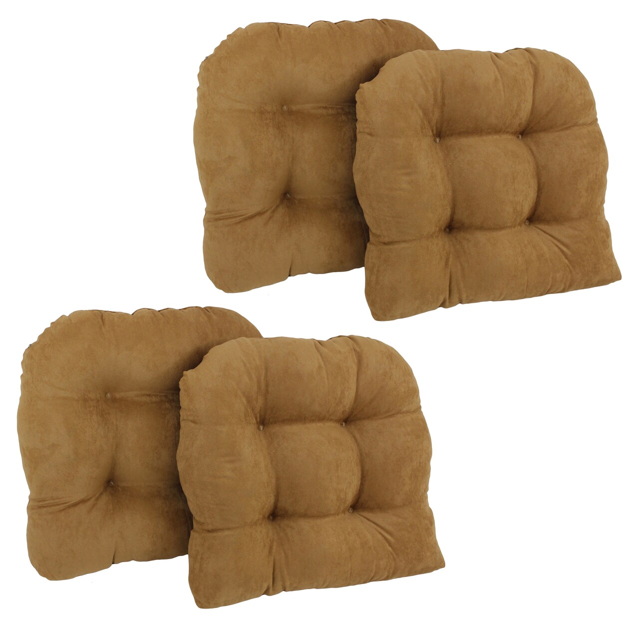 19-inch U-Shaped Micro Suede Tufted Dining Chair Cushions (Set of 4) - Camel